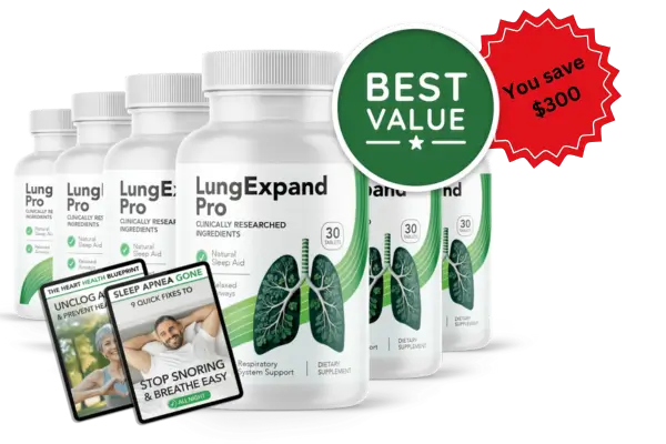 Buy LungExpand Pro bundle with six bottles and two free bonuses – best value offer saving $300